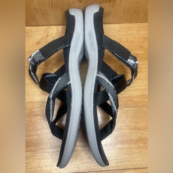 MERRELL District Mendi Women’s 8.5 Black White Strappy Comfort Flip Flop Sandals - Picture 2 of 5